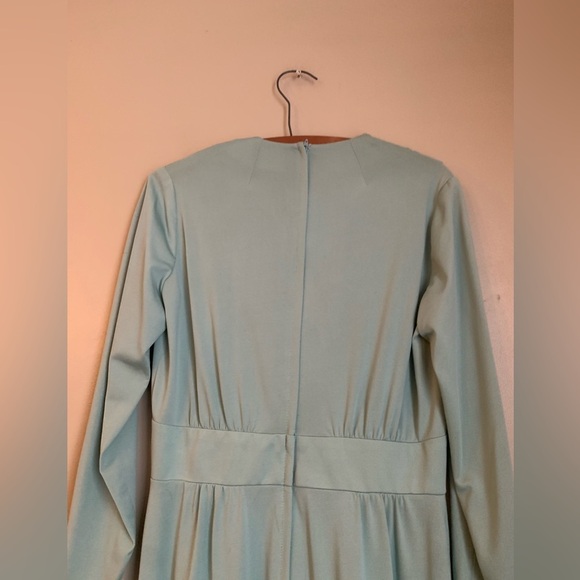 Vintage 1970's Fred Rothschild Maxi Dress Green Fall Winter Wedding Empire Waist - Picture 7 of 11